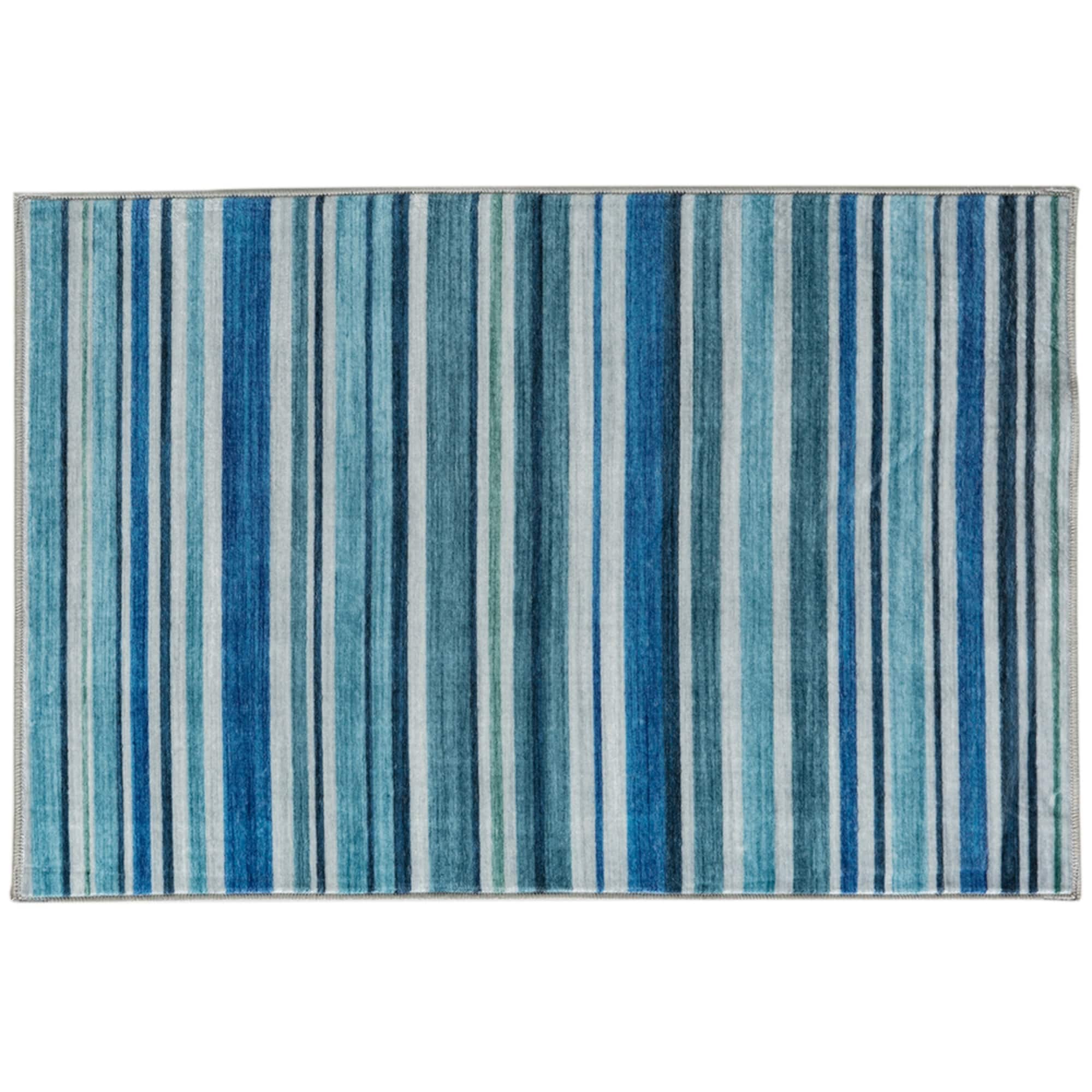 Blue Stripe Washable Rug by Ashland